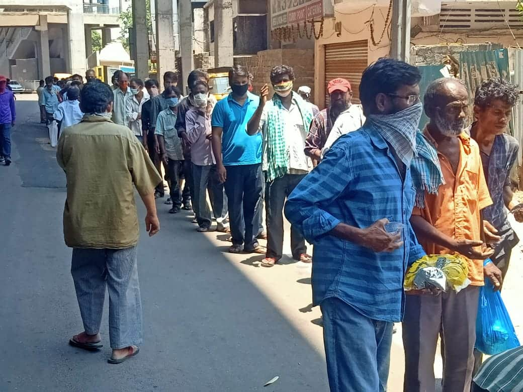 Local people distribute food to needy in Hyderabad