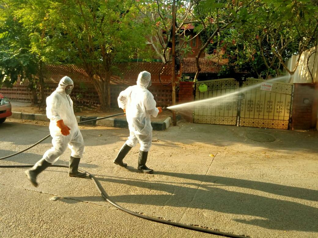 Spraying disinfectant in Hyderabad (2)_