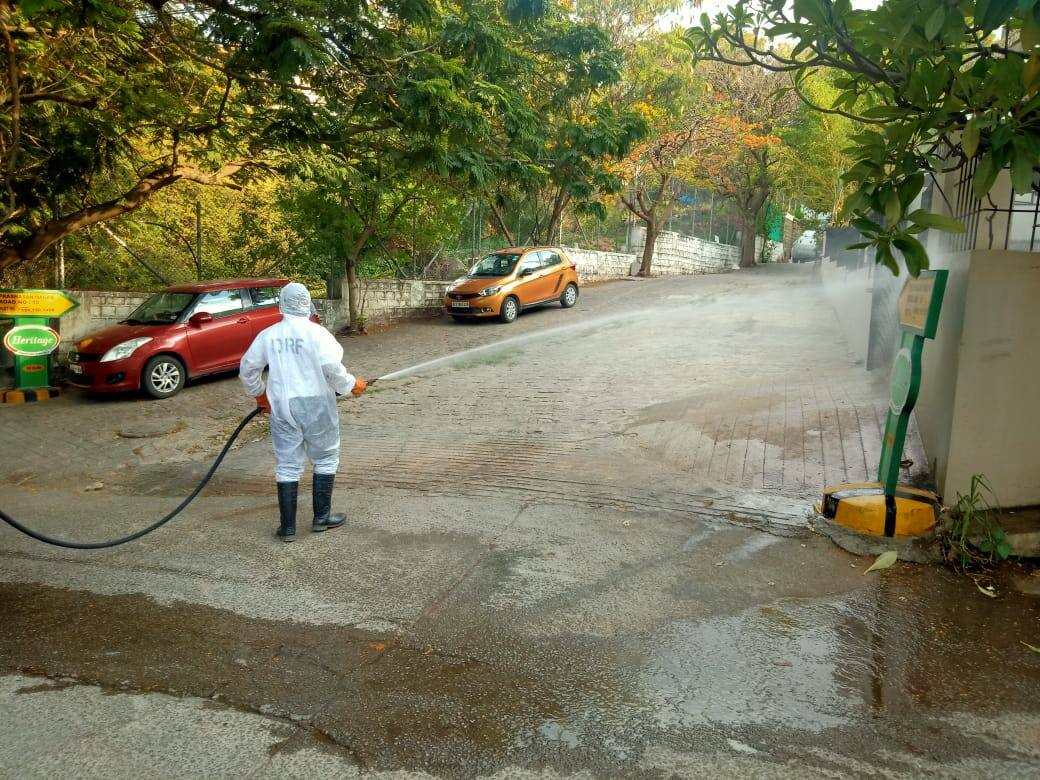 Spraying disinfectant in Hyderabad (1)