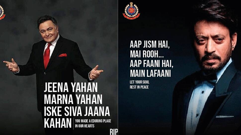 Delhi Police pays heartfelt tribute to Rishi Kapoor, Irrfan Khan