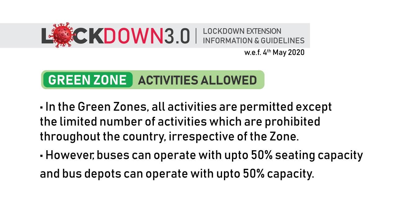 Activities allowed in Green Zones 