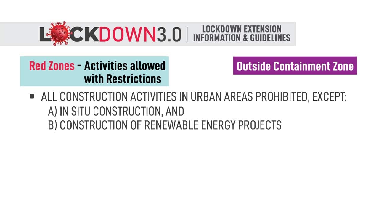 Activities allowed with restrictions in Red Zones