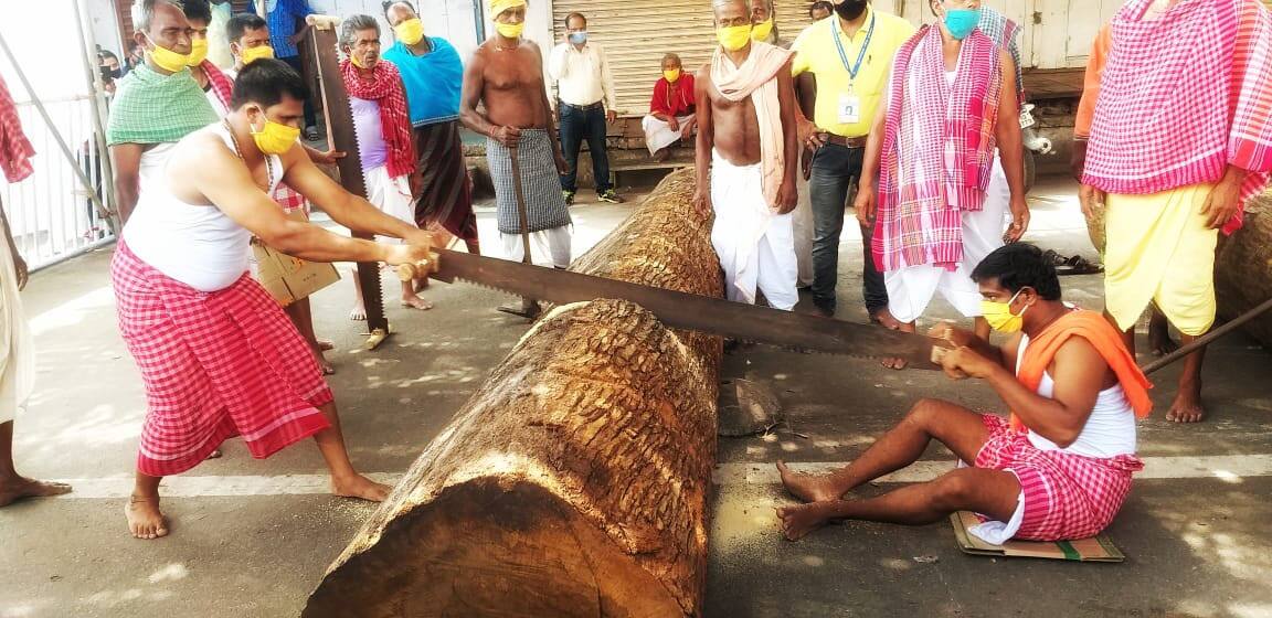 Chariots' construction work begins in Jagannath Puri Temple