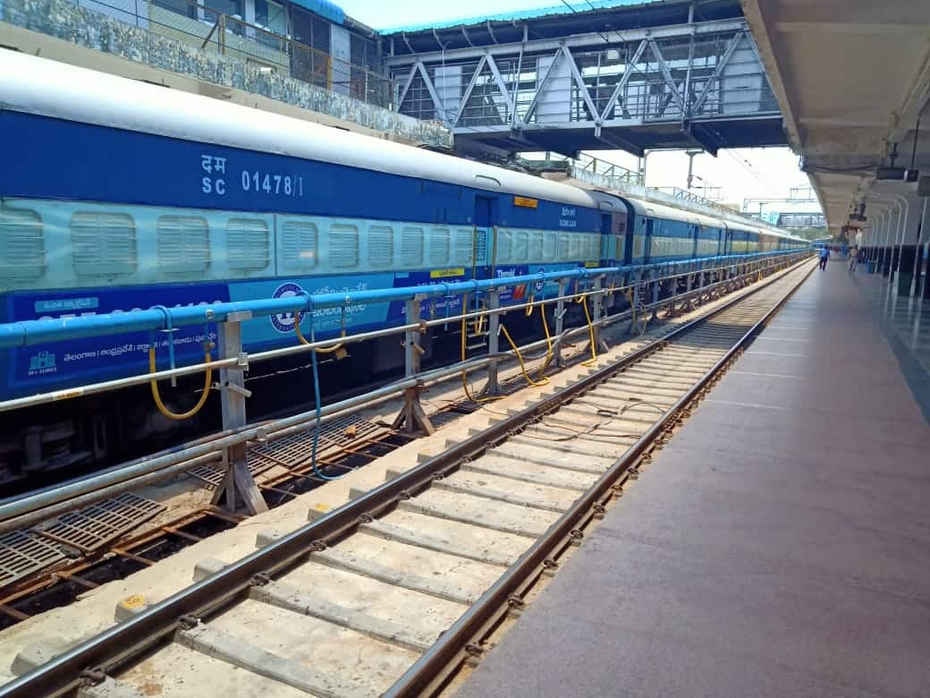 Trains get sanitized at Secunderabad railway station