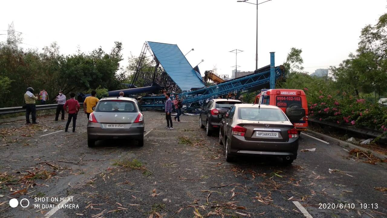 People stuck due to fallen hoardings