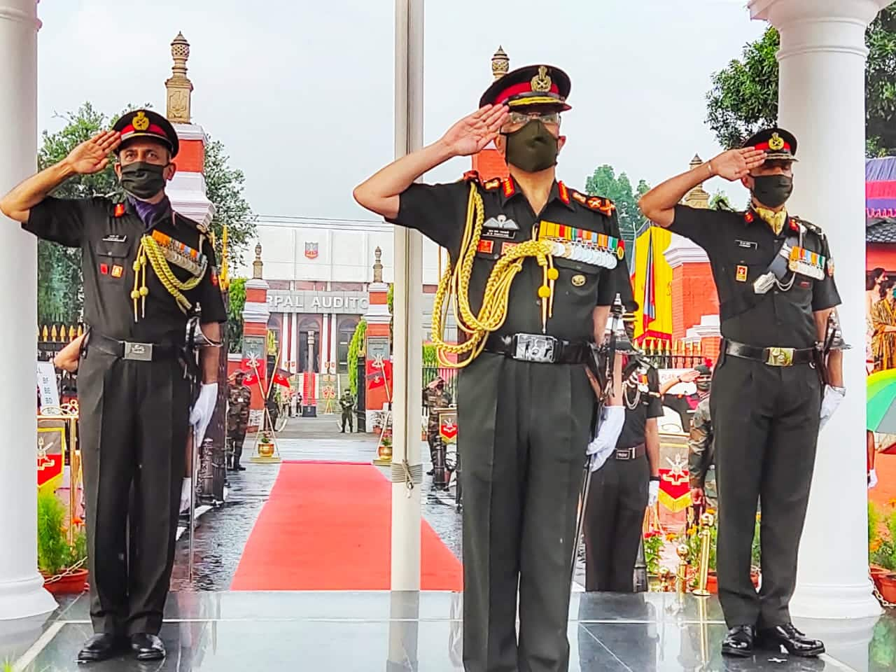 General Manoj Mukund Narawane taking the salute at IMA PoP