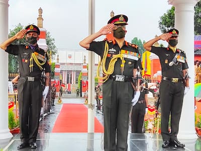 General Manoj Mukund Narawane taking the salute at IMA PoP