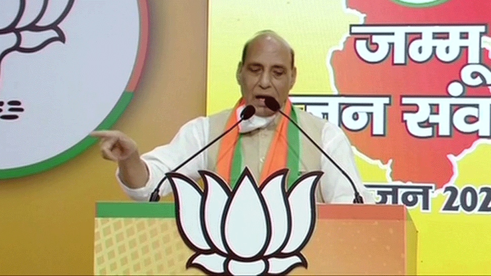 Tricolor has replaced ISIS, Pakistan flags in Kashmir: Rajnath Singh in Jammu Jan Samvad rally