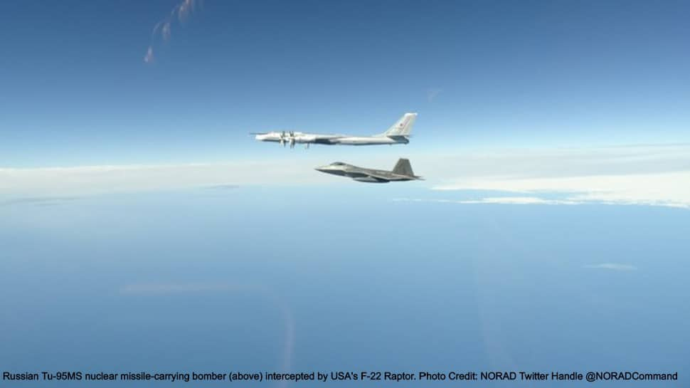 Russian Sukhoi Su-35s, Tu-95MS nuclear bombers intercepted by USA&#039;s F-22 Raptors near Alaska