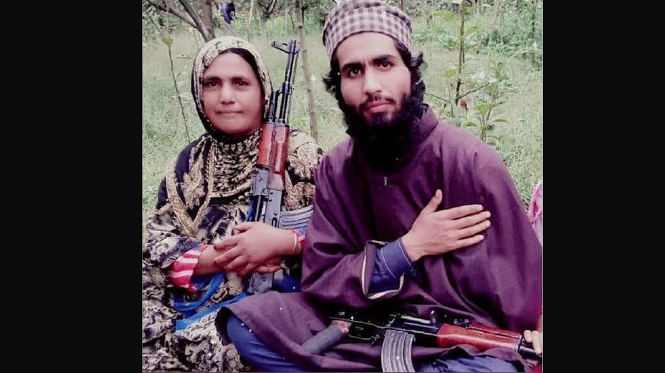 Slain terrorist&#039;s mother, who posed with gun, recruited J&amp;K youths for terror, arrested in Kulgam