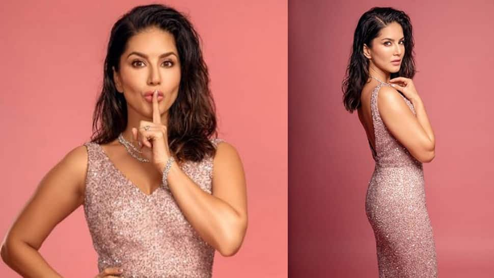 Sunny Leone posts a &#039;fun at work&#039; pic, looks stunning in a shimmering dress!