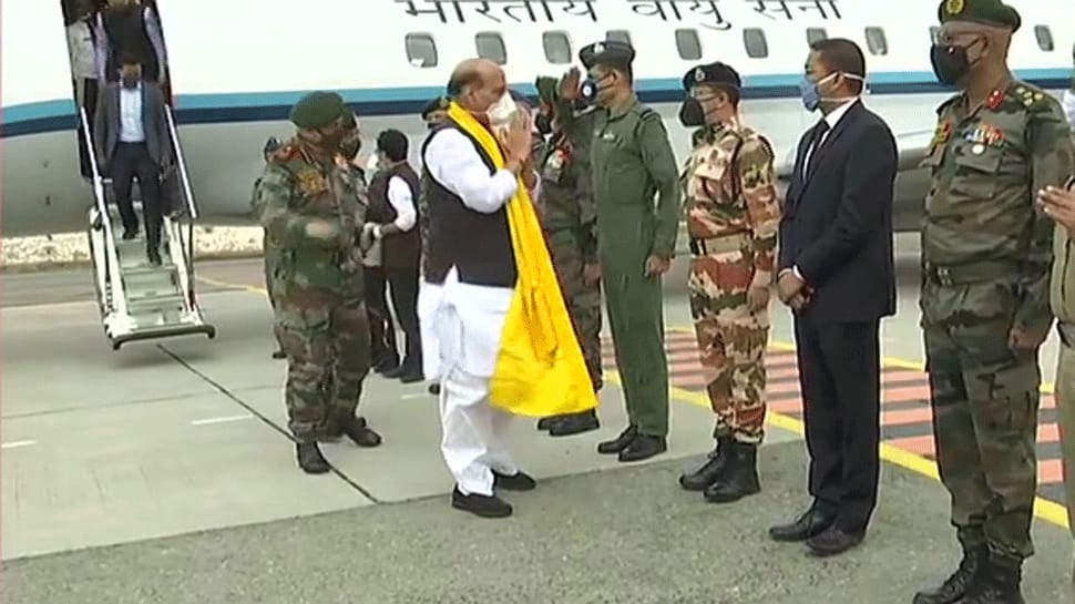 Defence Minister Rajnath Singh arrives in Ladakh, to visit forward areas, interact with field commanders