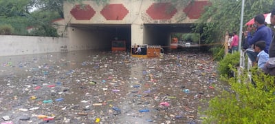 Waterlogging at Zakhira Railway bridge, Delhi 