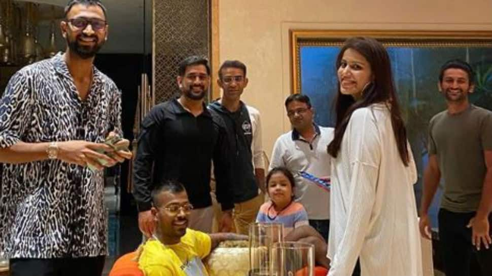 Inside pic from MS Dhoni&#039;s birthday celebrations in Ranchi with Hardik Pandya, Krunal Pandya and little Ziva, courtesy Sakshi Dhoni