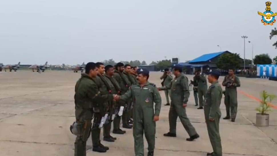 IAF Chief welcomes Rafale fighters, pilots at Ambala airbase, jets accorded ceremonial water salute: Watch video