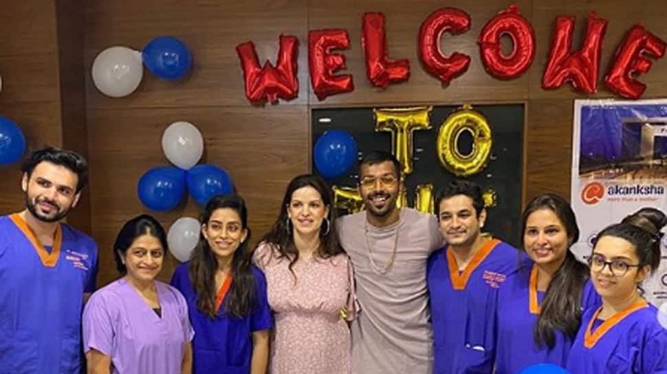 Hardik Pandya-Natasa Stankovic celebrate with hospital team in Gujarat, thank them for &#039;bringing baby in this world&#039;  - In Pics