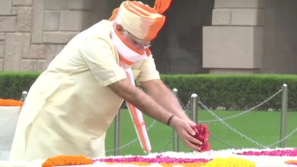 Prime Minister Narendra Modi pays floral tribute at Rajghat