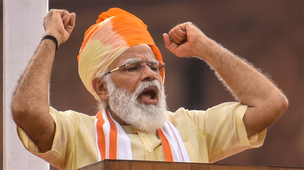 PM Narendra Modi continues &#039;safa&#039; tradition, opts for saffron, cream turban