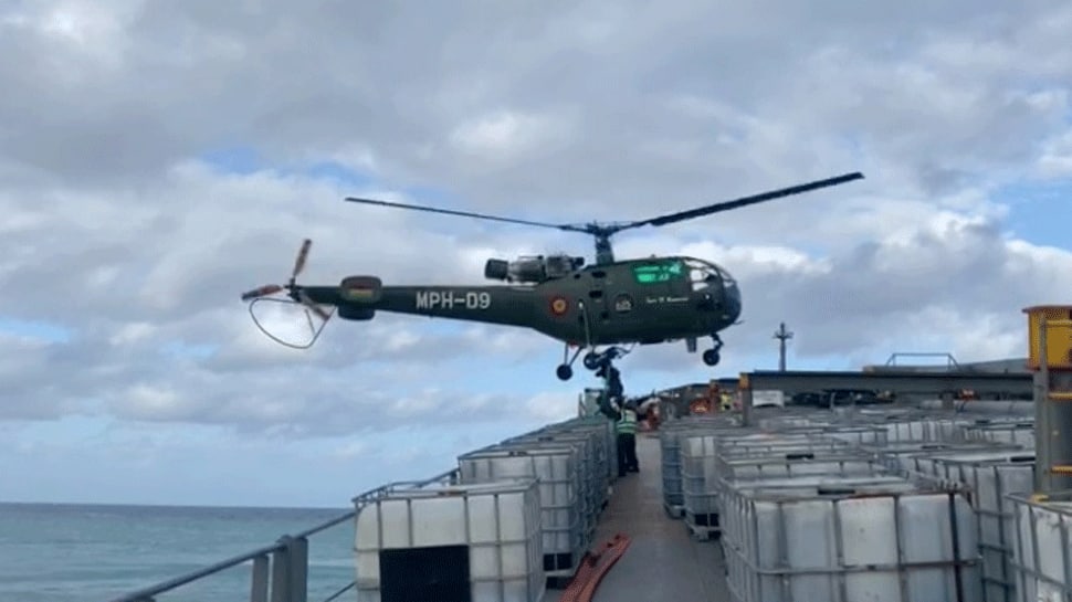 HAL-developed Dhruv helicopter being used to clean Mauritius oil spill