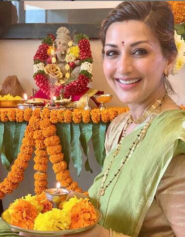 Sonali Bendre and family on Ganesh Chaturthi