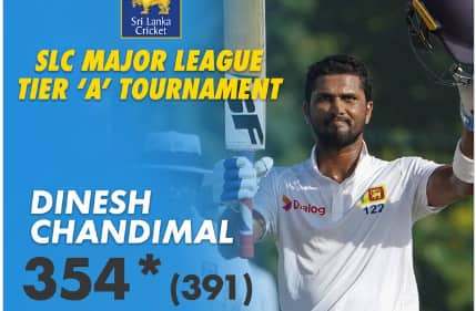 Dinesh Chandimal scores highest unbeaten 354 for Sri Lankan Army 