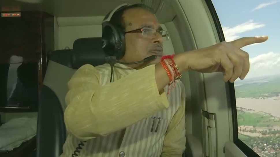 Madhya Pradesh CM Shivraj Singh Chouhan takes aerial survey of flood-hit areas; 8 dead, over 7000 evacuated so far