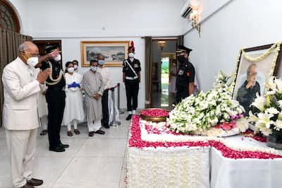 President Ram Nath Kovind pays respects to former President Pranab Mukherjee