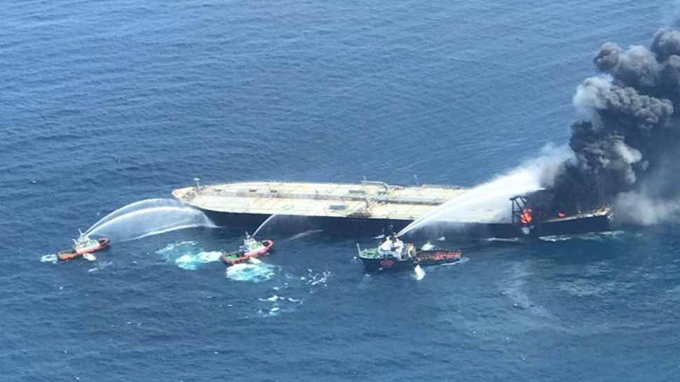 Indian Coast Guard helps Lankan Navy douse fire onboard oil tanker, 22 crew members rescued