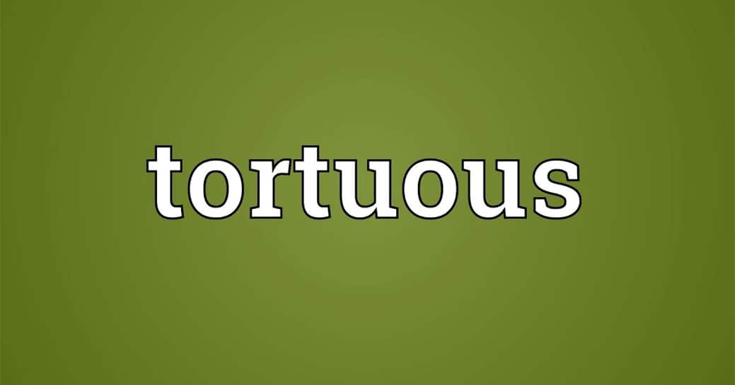 Tortuous word is used when something is excessively lengthy and complex 