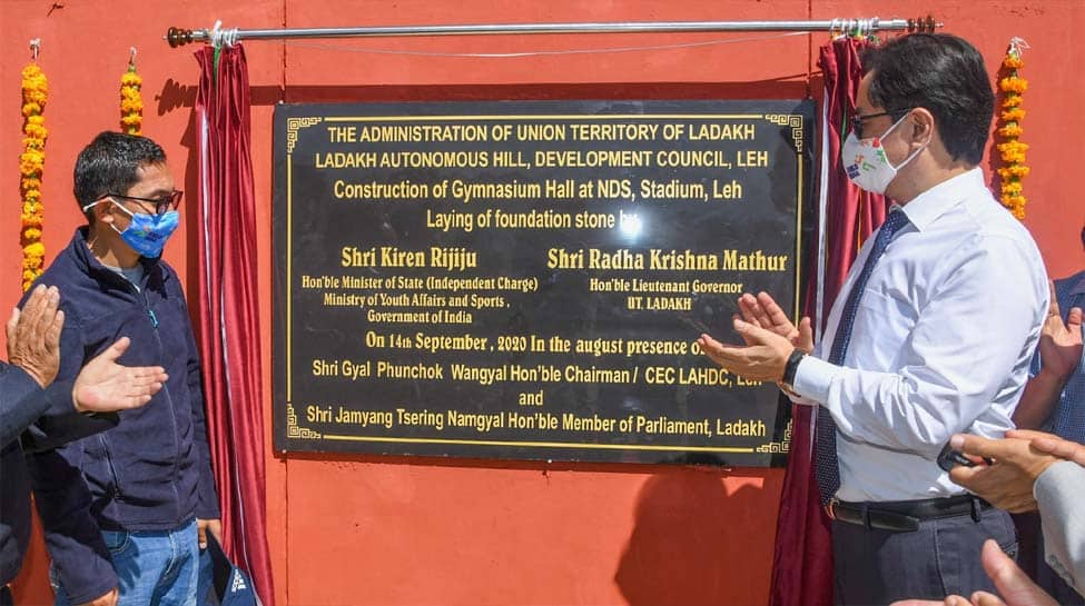 Kiren Rijiju lays foundation stones for various sports facilities in Leh