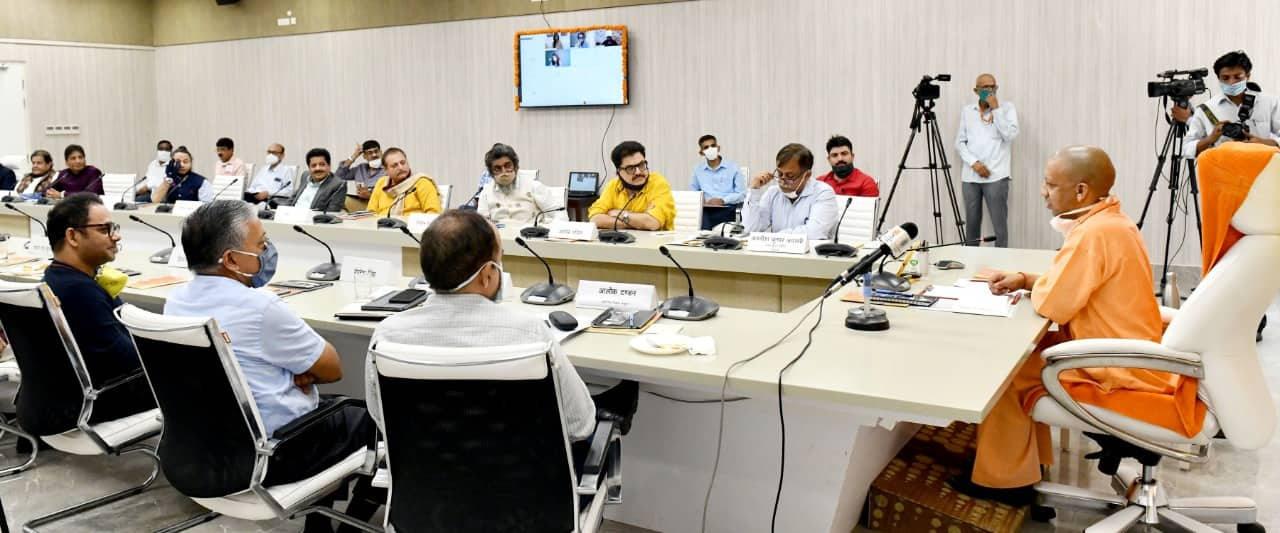 Uttar Pradesh CM Yogi Adityanath during meeting with known faces of film industries