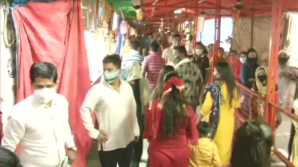 Devotees queue up outside Delhi's Kalka Ji Temple