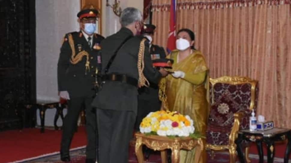 Indian Army Chief General MM Naravane conferred honorary rank of General of Nepali Army by President Bhandari