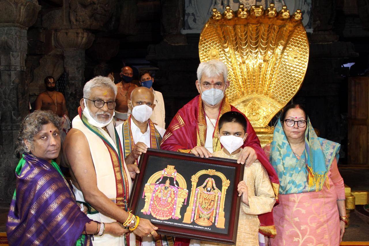 J&K L-G Manoj Sinha visits Tirumala 