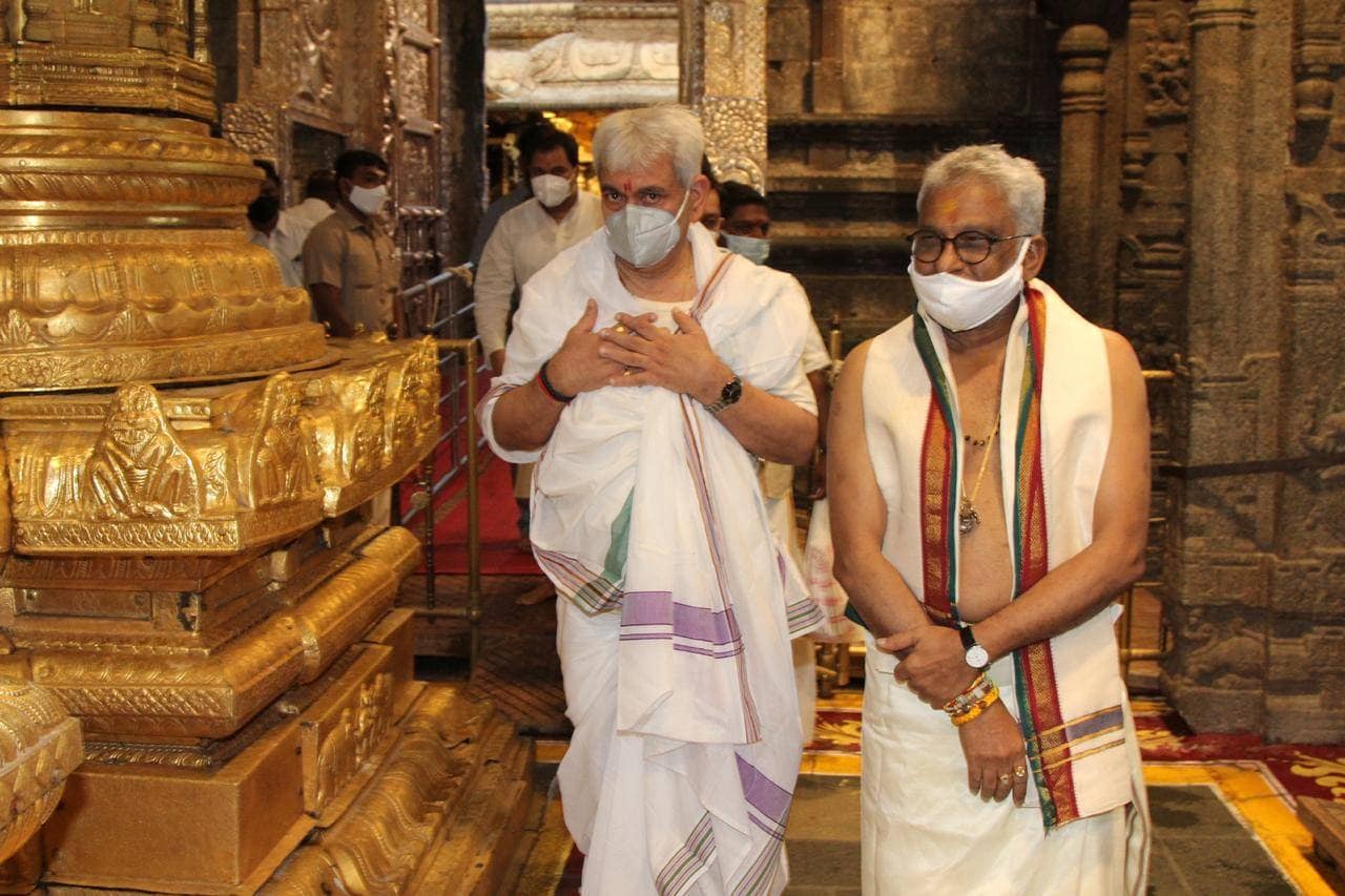 J&K L-G Manoj Sinha visits Tirumala 