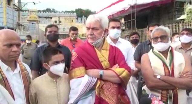 J&K L-G Manoj Sinha visits Tirumala 