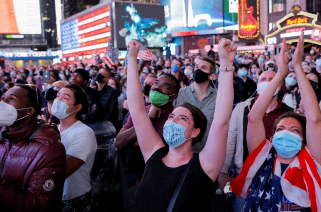 People celebrate Joe Biden win in US Presidential election 2020