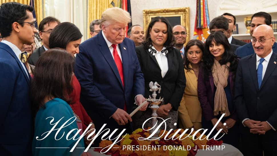 US President Donald Trump extends wishes on Diwali, lights a lamp in White House 