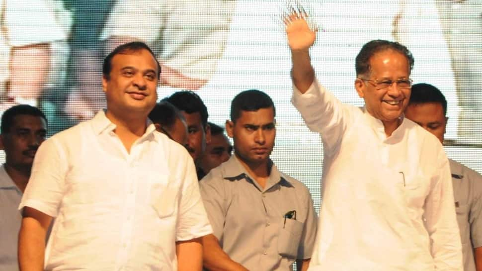 Tarun Gogoi with Assam Minister Himanta Biswa Sarma