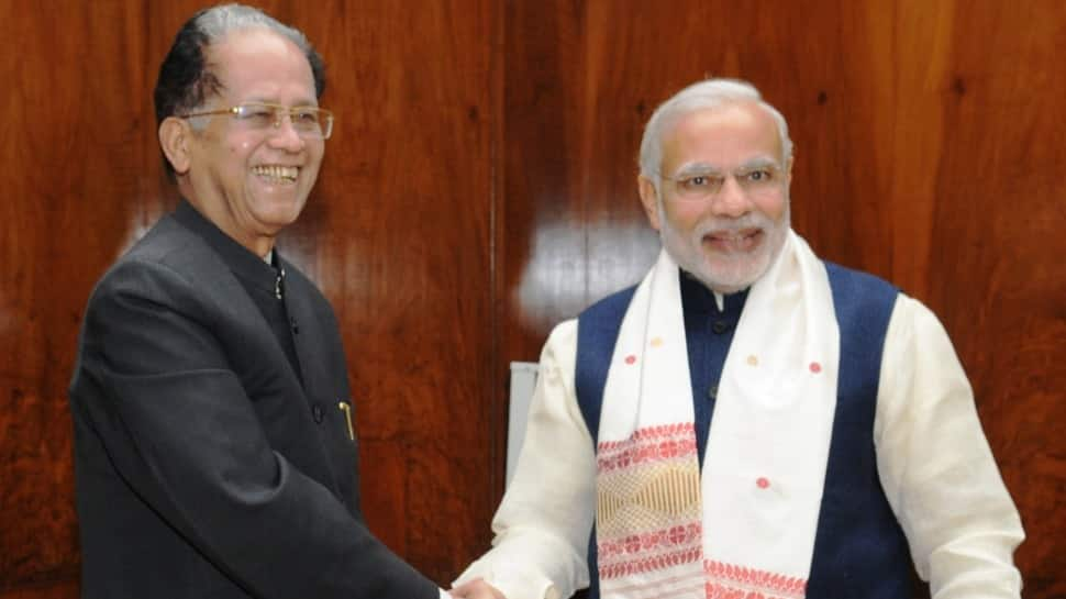 Tarun Gogoi with Prime Minister Narendra Modi