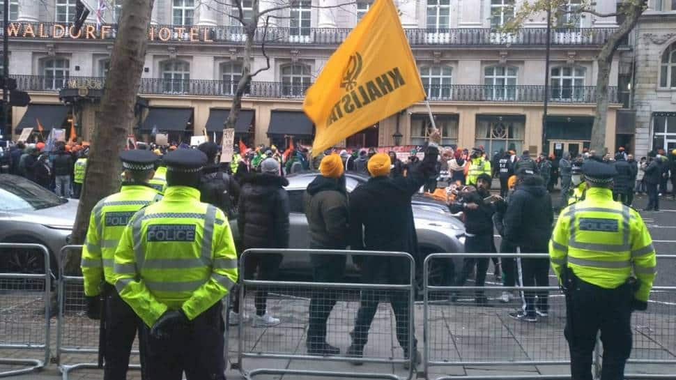 Indian High Commission in UK complains of large crowd of protesters outside office carrying Khalistani flags