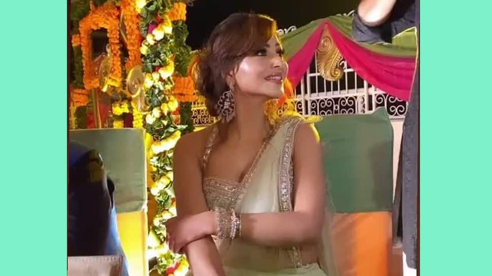 Trending: Urvashi Rautela dancing at a wedding wearing a stunning mint-green saree- Watch