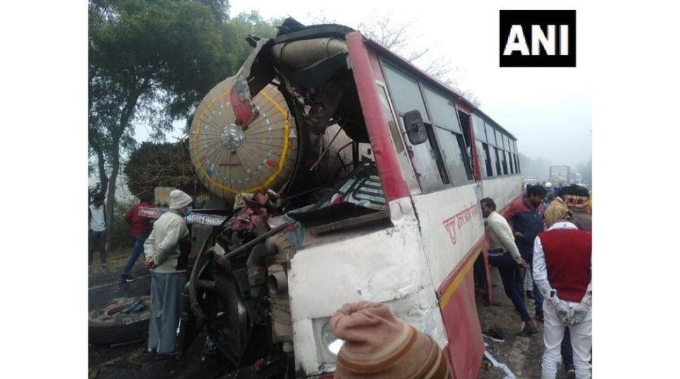 Seven killed, dozens injured as bus collides with gas tanker in UP&#039;s Sambhal due to dense fog