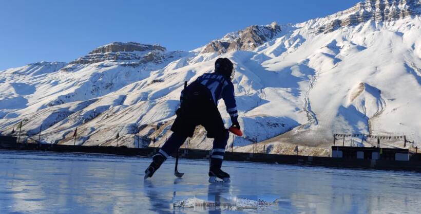 Kaja youth honing Ice hockey skills in minus 20 degrees celsius