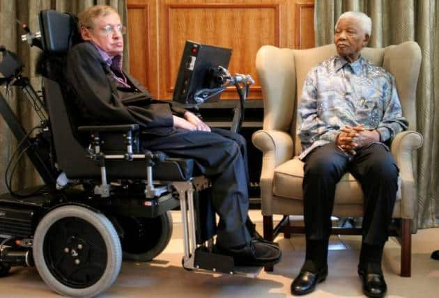 Stephen Hawking in 2008 met former South African President Nelson Mandela