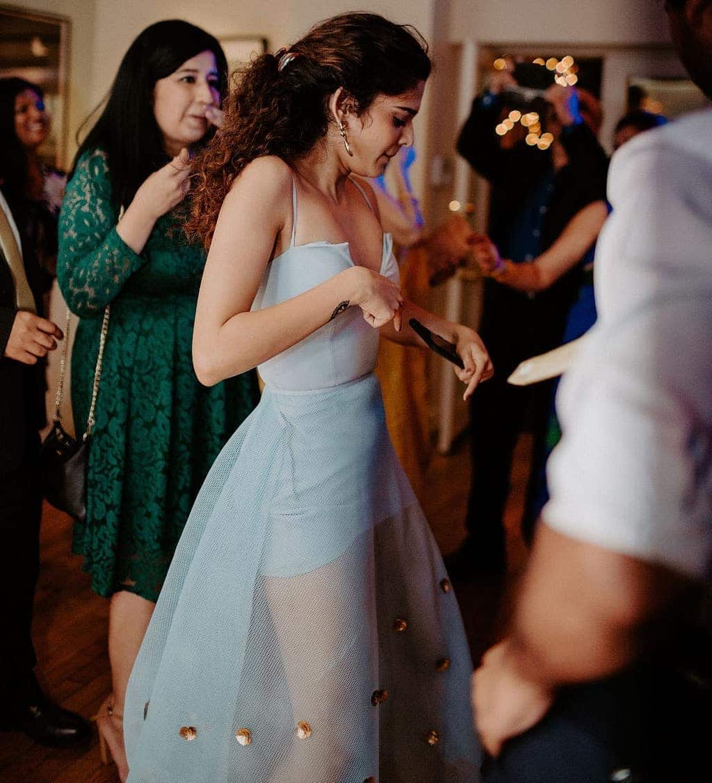 She danced her way out of 2020 in a light blue dress