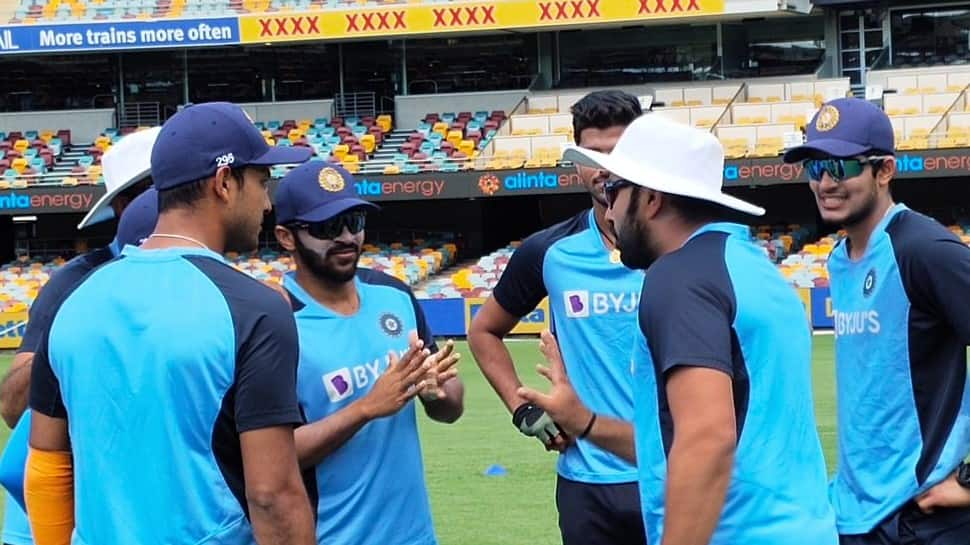 Rohit Sharma has a word with his teammates at the Gabba. (Photo: BCCI)