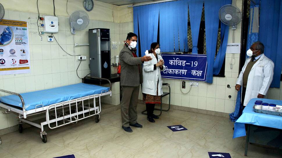 Doctors reviewing preparations at  Aruna Asaf Hospital in New Delhi on Friday