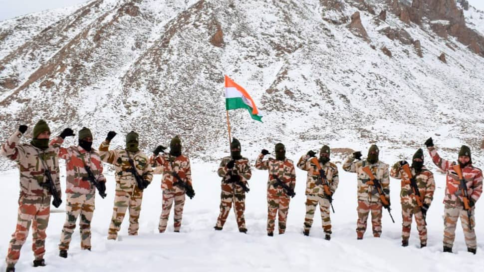 Indo Tibetan Border Police (ITBP) personnel celebrate Republic Day at a border outpost in Ladakh. (Photo: PTI)