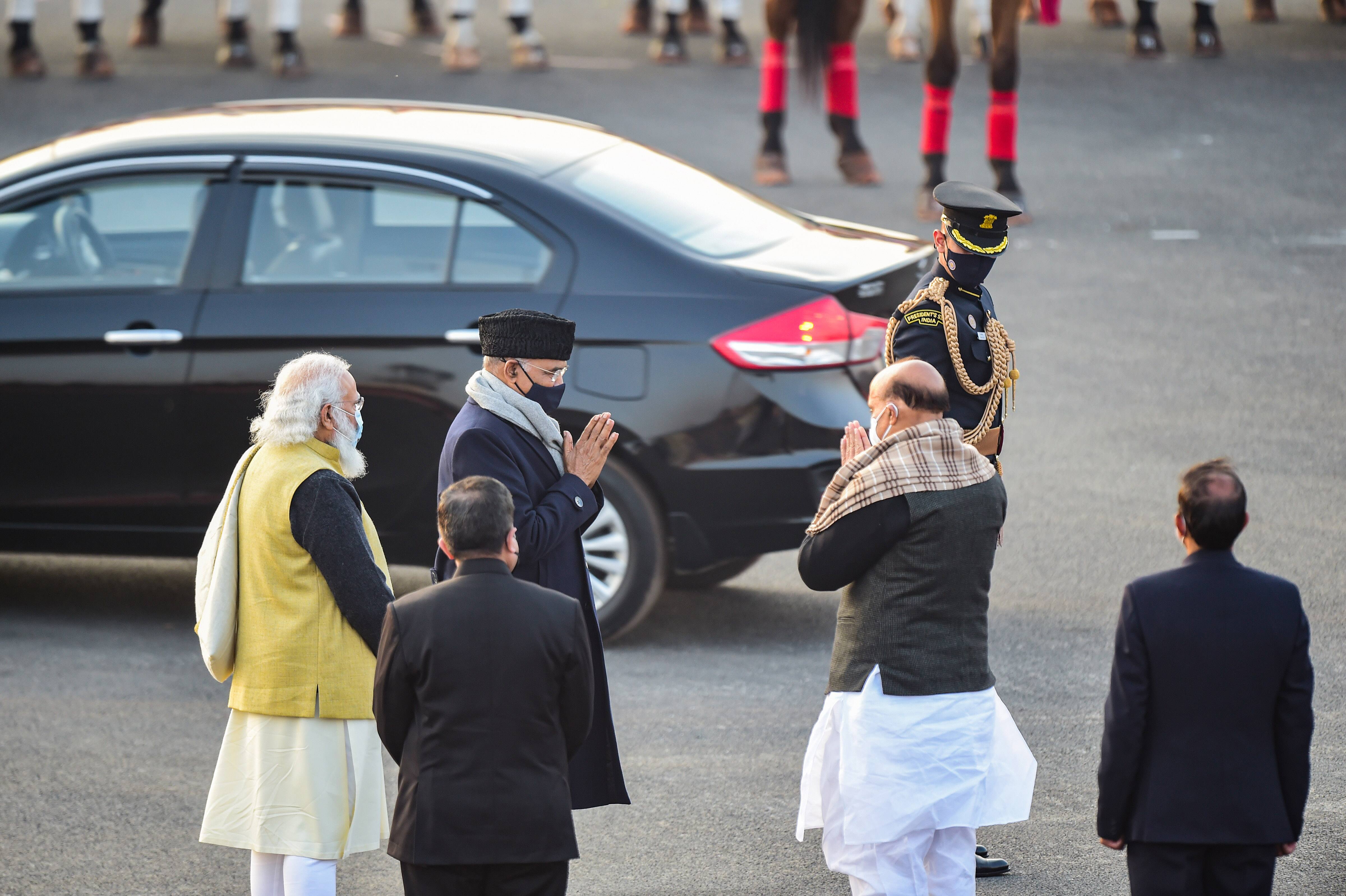 President Kovind, PM Modi and Rajnath Singh